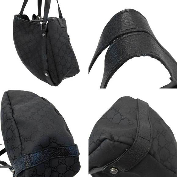 Gucci Nylon Black Bag GG Tote Leather Canvas - Picture 1 of 3